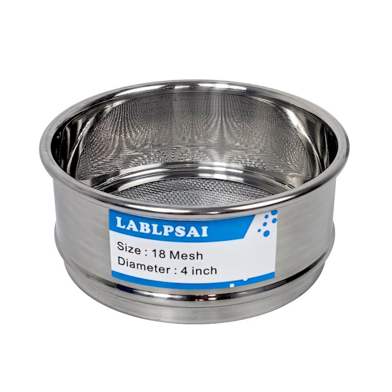 LABLPSAI 18 Mesh Lab Sieves 4" Diameter 304 Stainless Steel Wire Cloth Test Sieve for Industrial Laboratory Home - Image 1